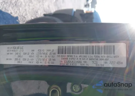 2020 Ram 2500 Tradesman 4X4 8' Box z USA, uszkodzony, nr VIN 3C6UR5HJ4LG105066